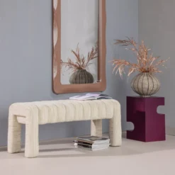 Frex gestoffeerd bankje boucle naturel [fsc]