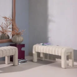 Frex gestoffeerd bankje boucle naturel [fsc]