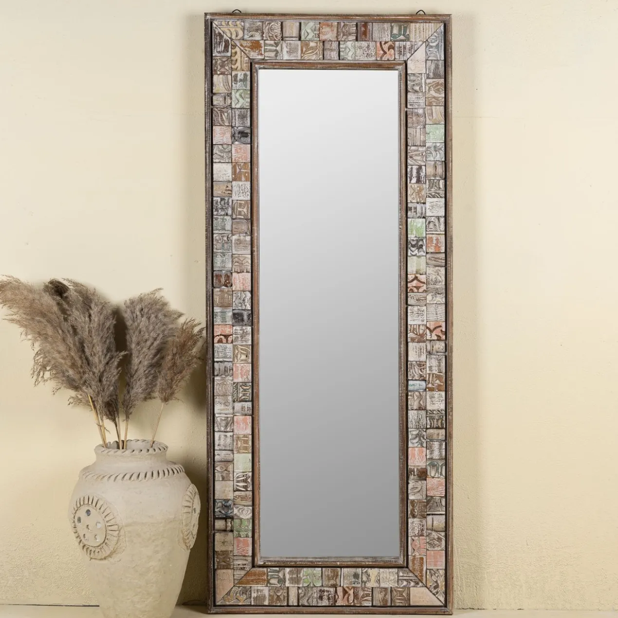 Gajar - Handgemaakte Patchwork Spiegel in Boho Stijl