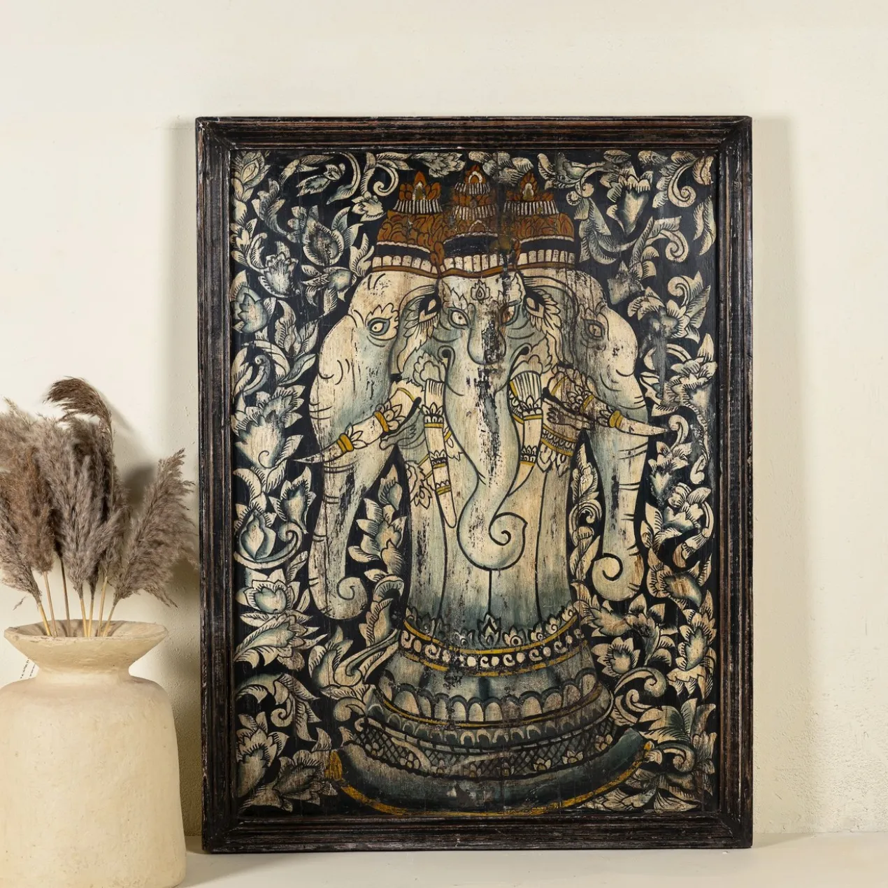 Ganesha - Antiek Teak Wandpaneel 122x90cm