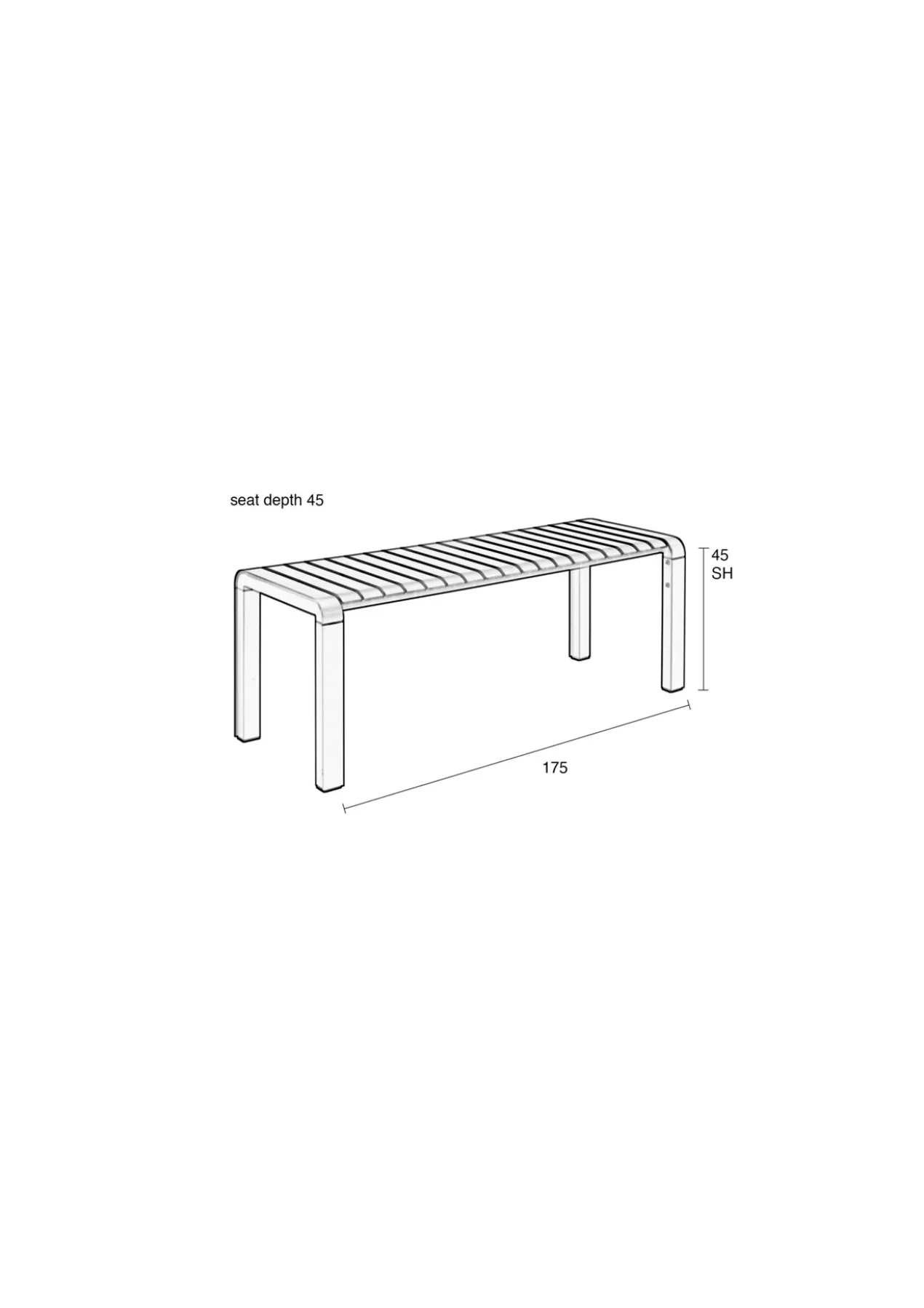 Garden bench vondel 175x45 clay
