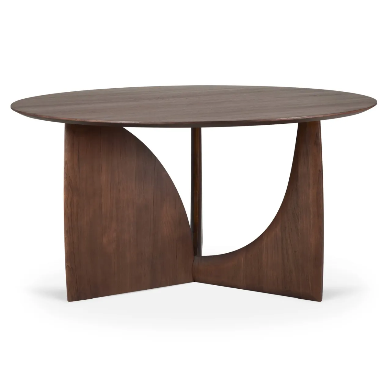 Geometric eettafel rond - teak bruin - 150