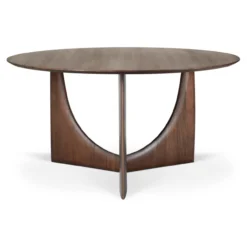 Geometric eettafel rond - teak bruin - 150