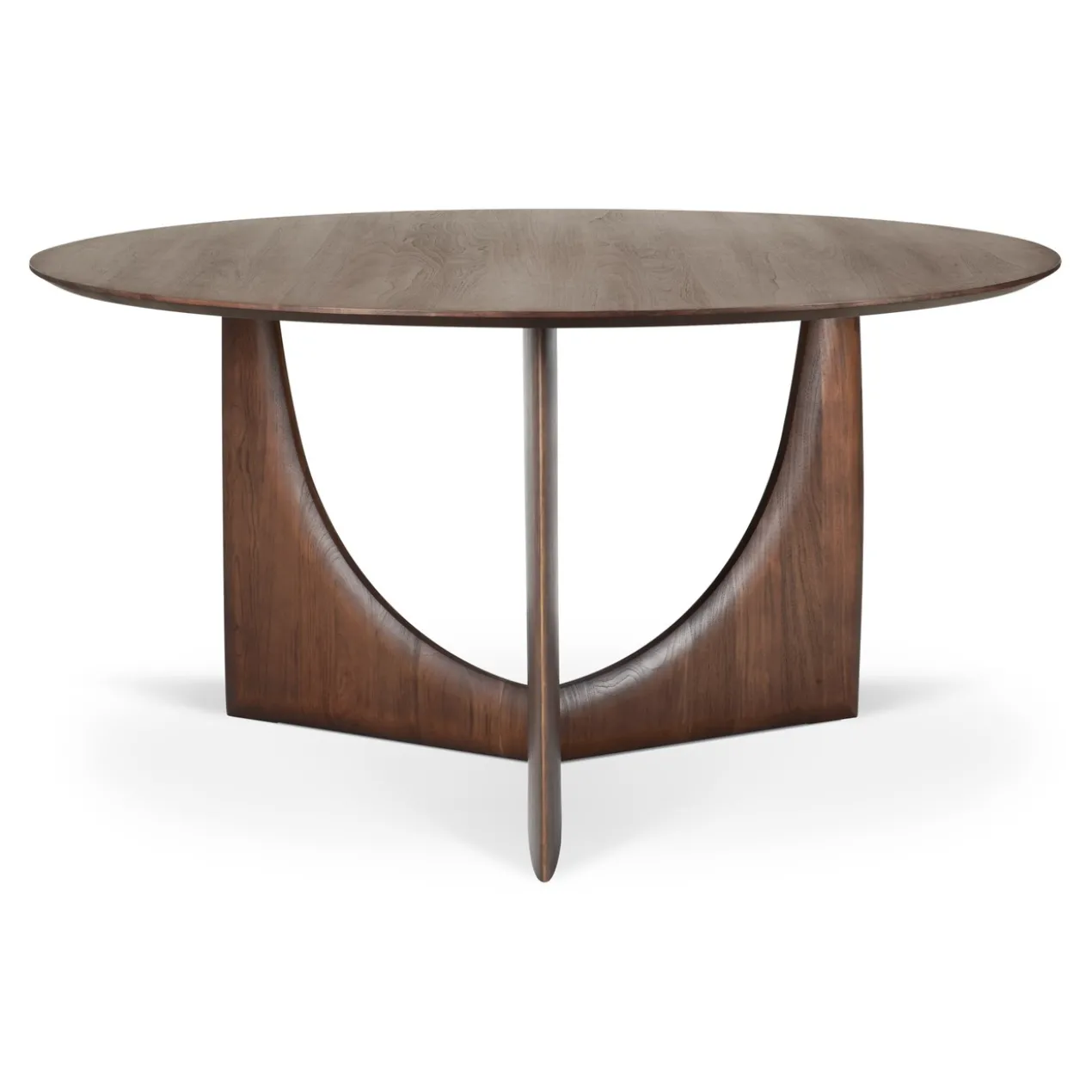 Geometric eettafel rond - teak bruin - 150