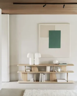 Geometric zitbank console - eiken geolied - 210x35xh67