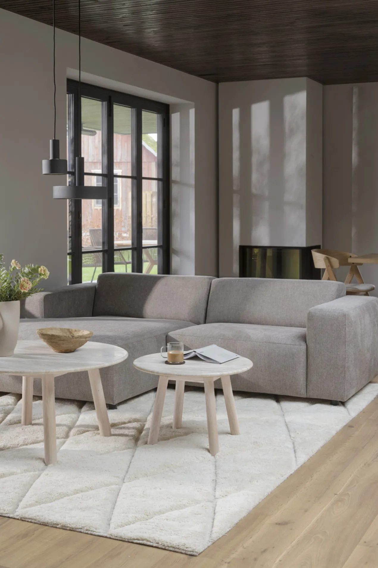 Gestoffeerde 3-zits hoekbank Willard - 234 cm Lichtbeige - links