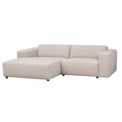Gestoffeerde 3-zits hoekbank Willard - 234 cm Lichtbeige - links