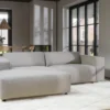 Gestoffeerde 3-zits hoekbank Willard - 234 cm Lichtbeige - rechts