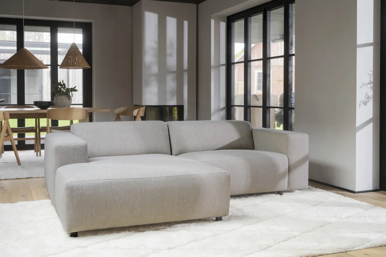 Gestoffeerde 3-zits hoekbank Willard - 234 cm Lichtbeige - rechts