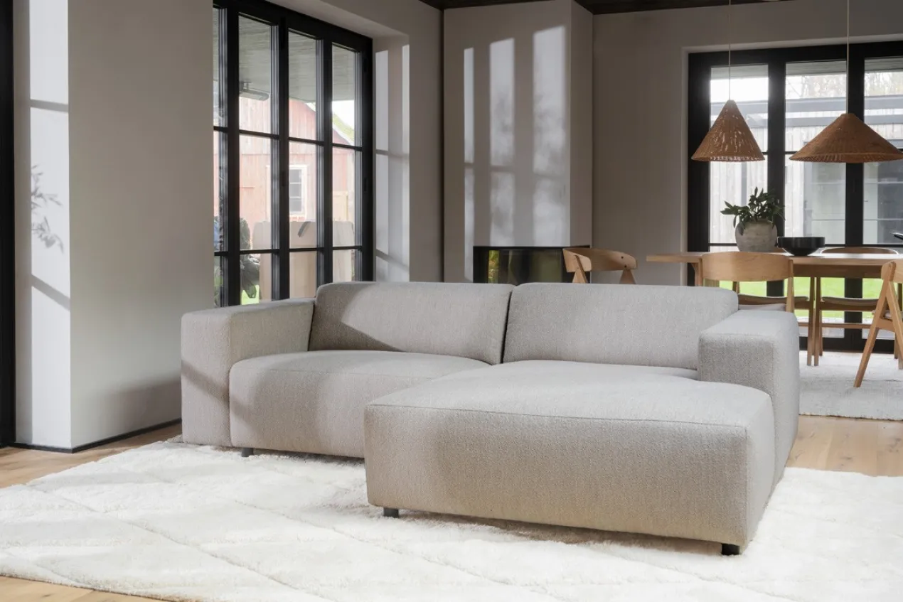 Gestoffeerde 3-zits hoekbank Willard - 234 cm Beige - rechts