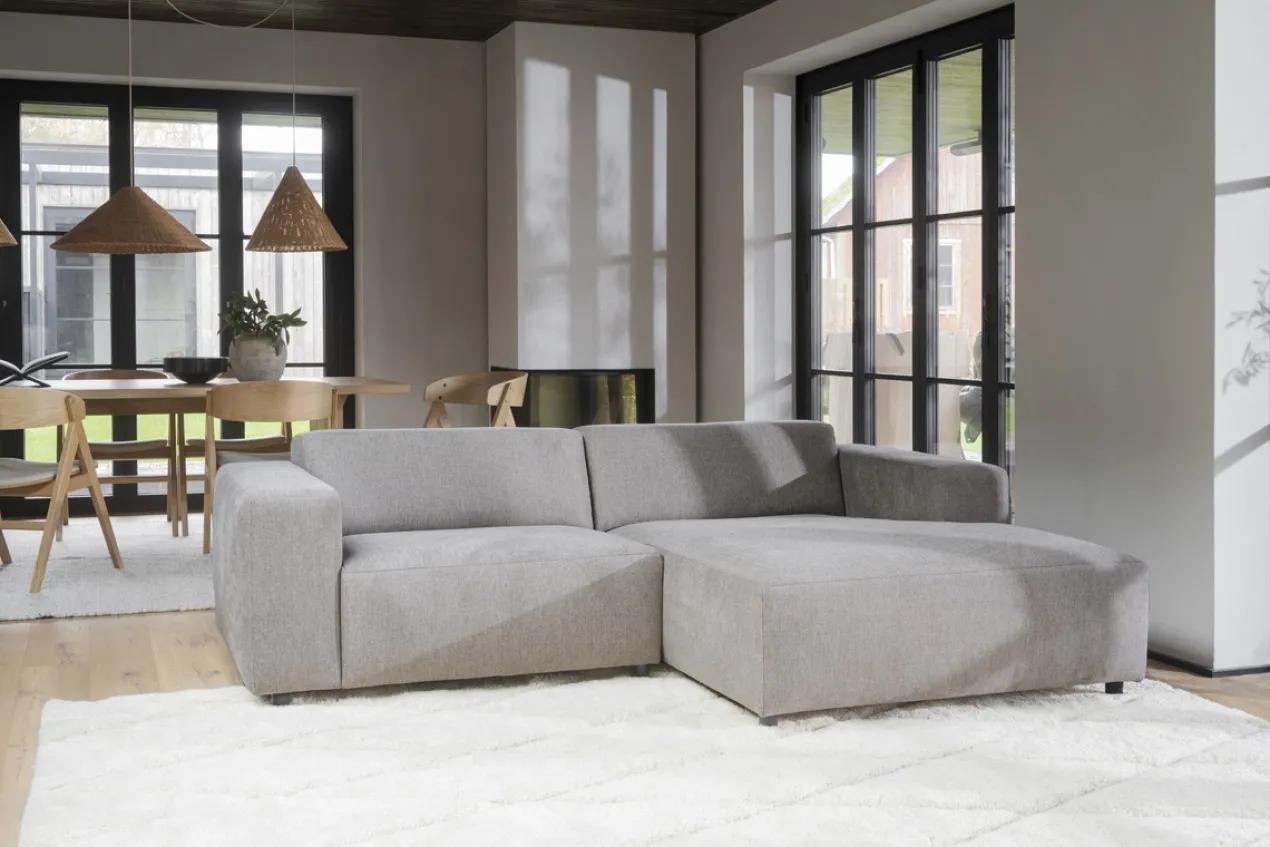 Gestoffeerde 3-zits hoekbank Willard - 234 cm Beige - rechts