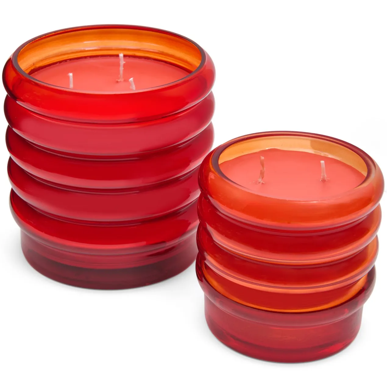 Geurkaars Bubbly red orange small Musk & Santal