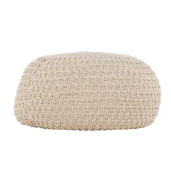 Gevlochten poef Sylvie Beige - Ø 60 cm