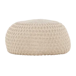 Gevlochten poef Sylvie Beige - Ø 45 cm