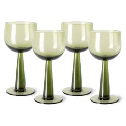Glas Emeralds Wine Glass tall olive green - set van 4