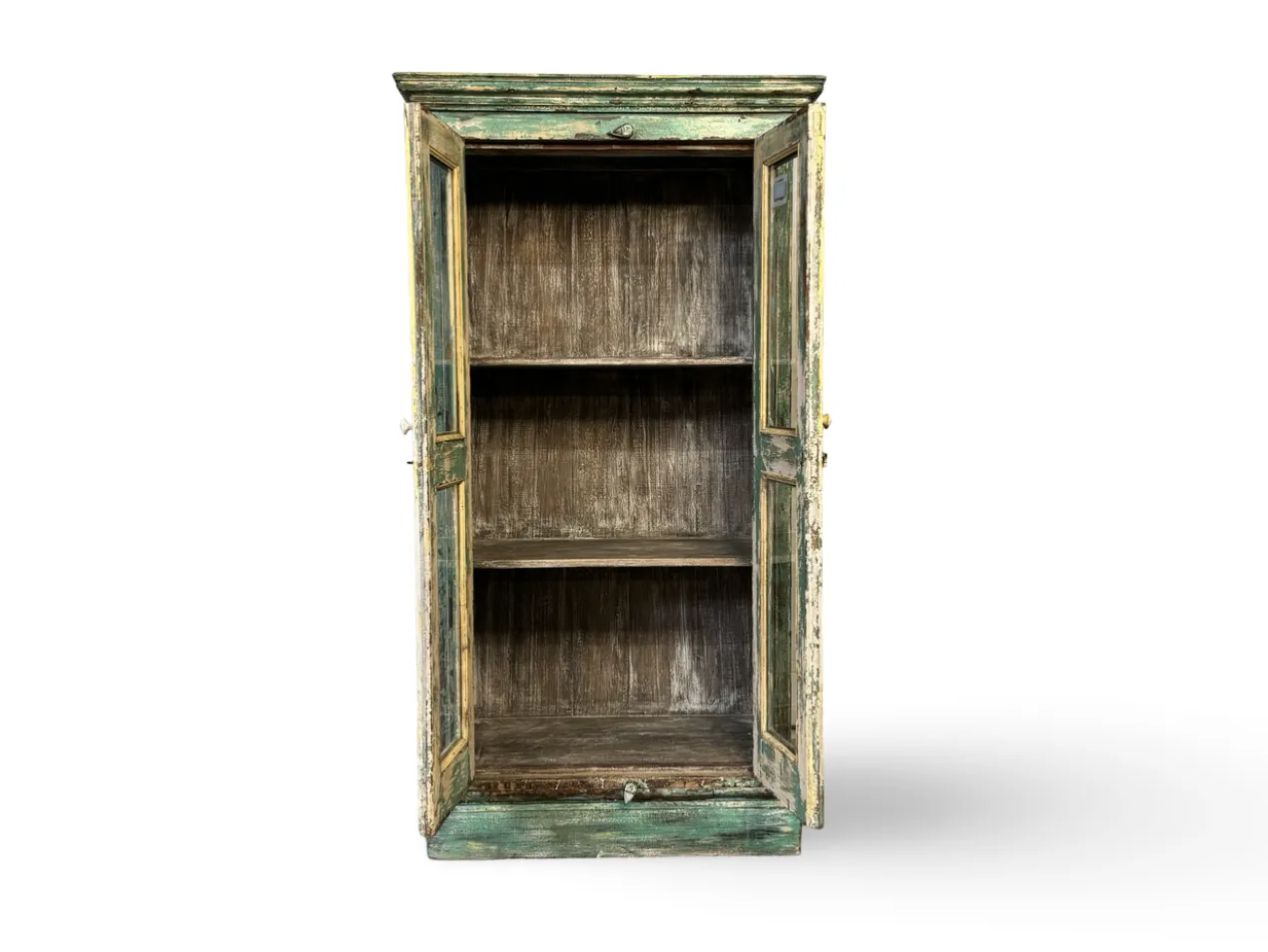 Glaskast 2 deur turquoise uniek