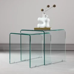 Glazen bijzettafels Cornelis transparant - set van 2