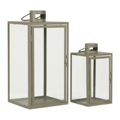 Glazen windlicht Ted groen - set van 2