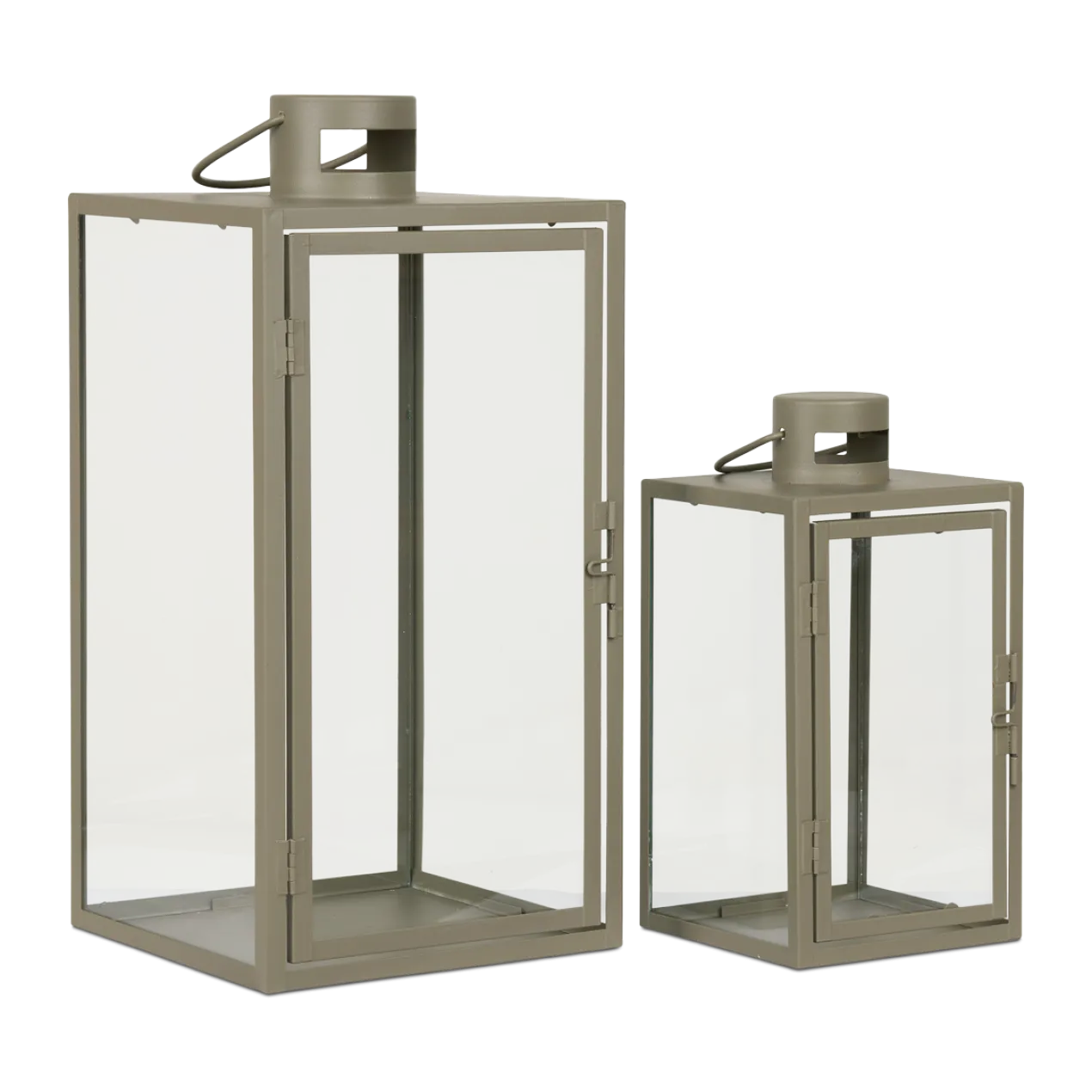 Glazen windlicht Ted groen - set van 2