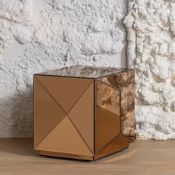 Glintz bijzettafel hout spiegelglas bruin [fsc]