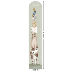 Groeimeter muursticker Little Farm