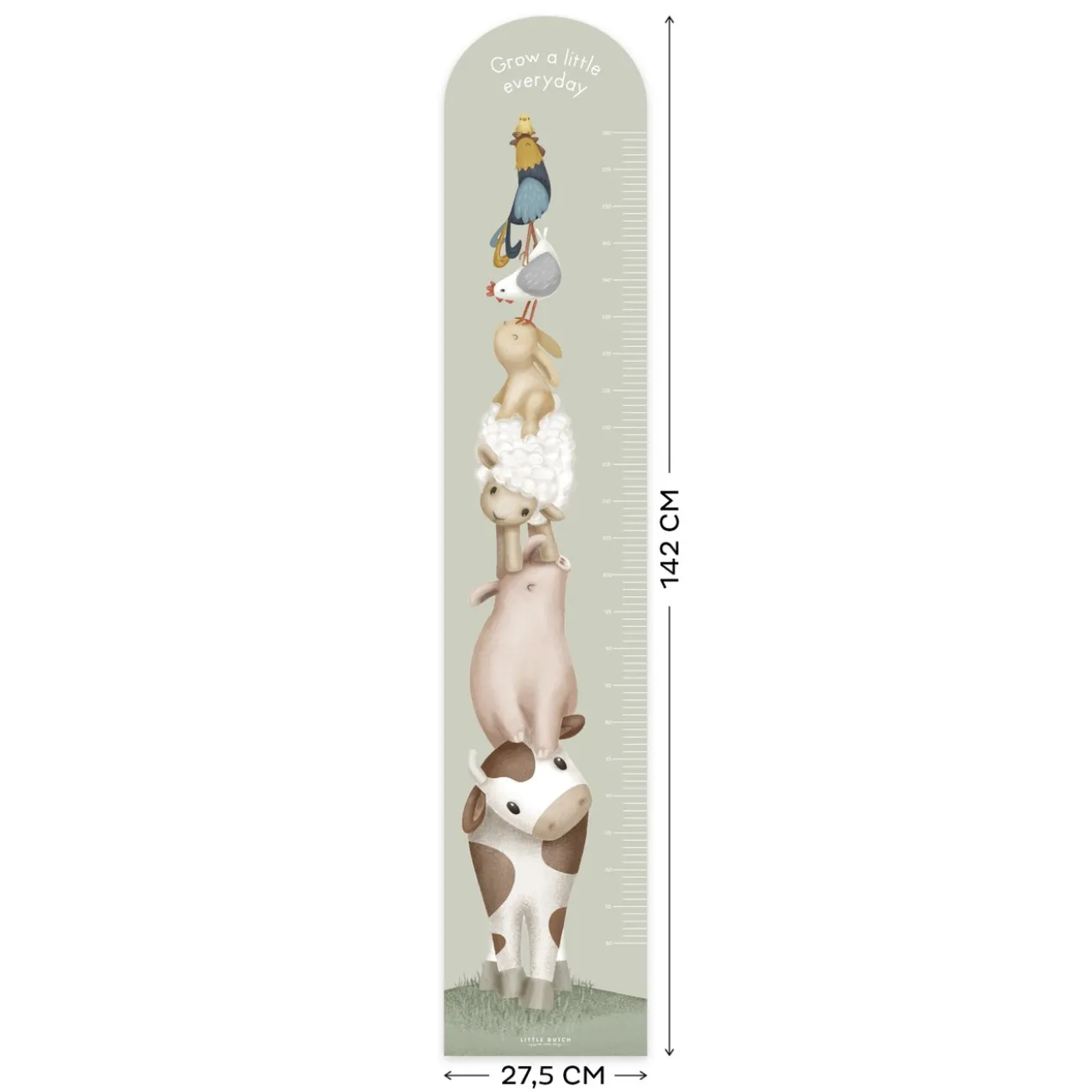 Groeimeter muursticker Little Farm