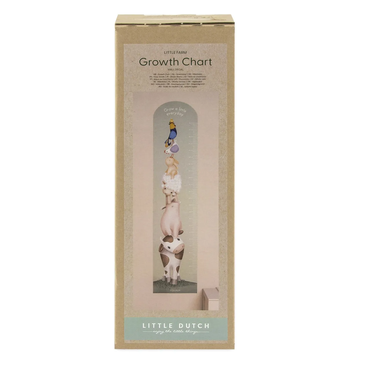 Groeimeter muursticker Little Farm