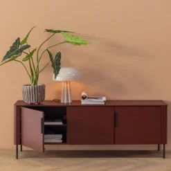 Gunnar tv meubel 154 cm grenen bordeauxrood [fsc]