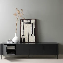 Gunnar tv meubel 200 cm grenen matzwart [fsc]
