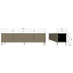 Gunnar tv meubel 154 cm grenen mud [fsc]