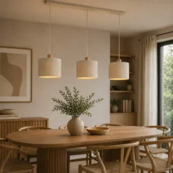 Hanglamp Arjan 3-lichts balk beige
