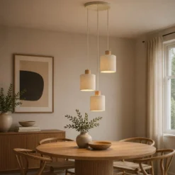 Hanglamp Arjan 3-lichts rond beige