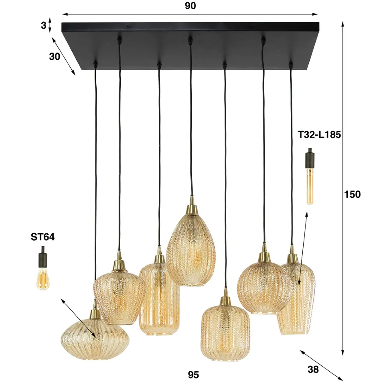 Hanglamp Buckingham Amber Aanbieding