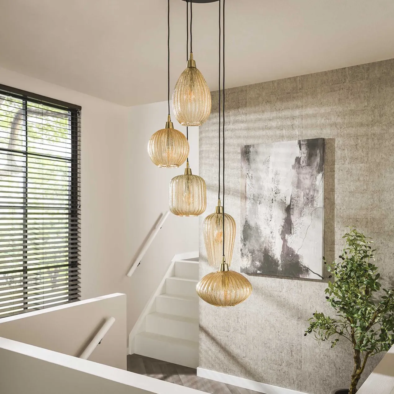 Hanglamp Buckingham Amber getrapt