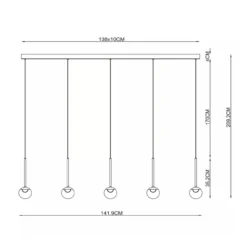 Hanglamp Calina 5-lichts koffie