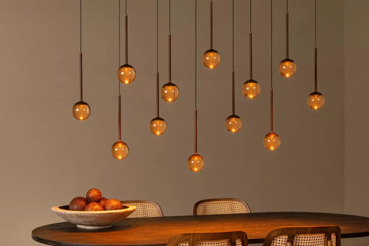 Hanglamp Calina ovaal 12-lichts koffie