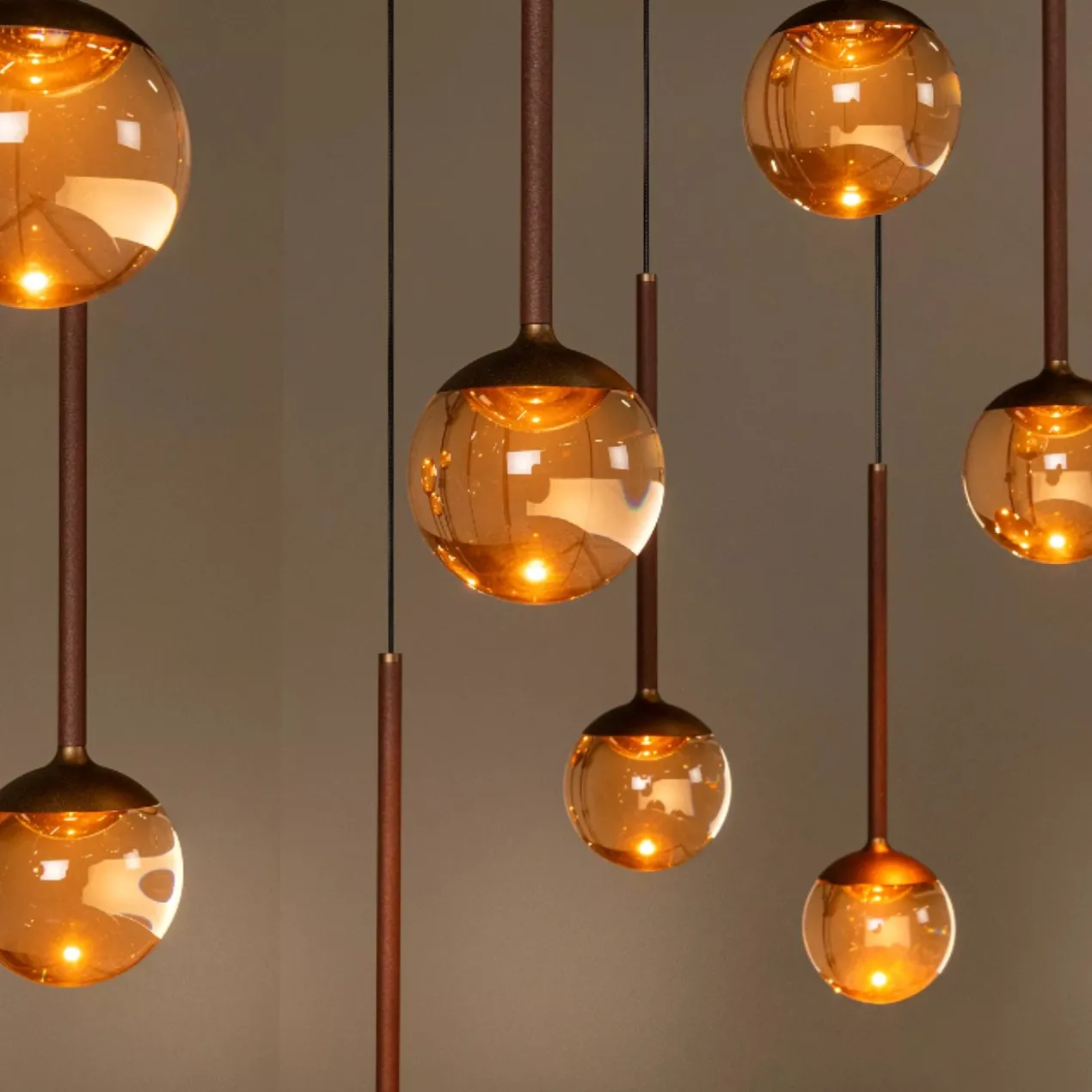 Hanglamp Calina ovaal 12-lichts koffie