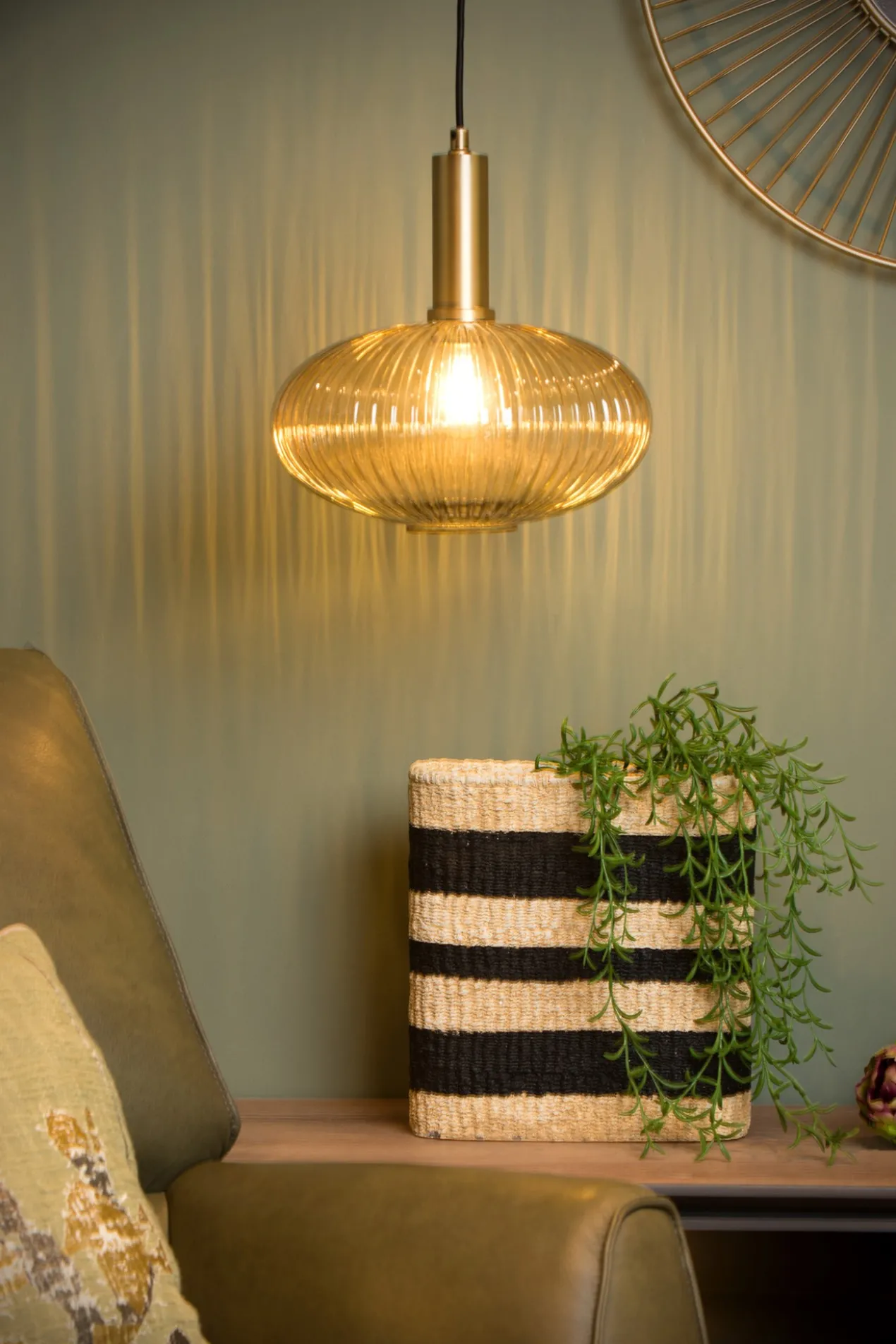 Hanglamp Danique Ø30 cm amber/messing