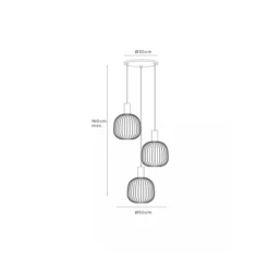 Hanglamp Esterel rond 3-lichts taupe