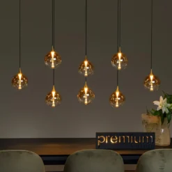 Hanglamp Gisela 8-lichts ovaal amber