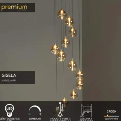 Hanglamp Gisela 12-lichts rond amber