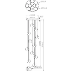Hanglamp Gisela 12-lichts rond amber