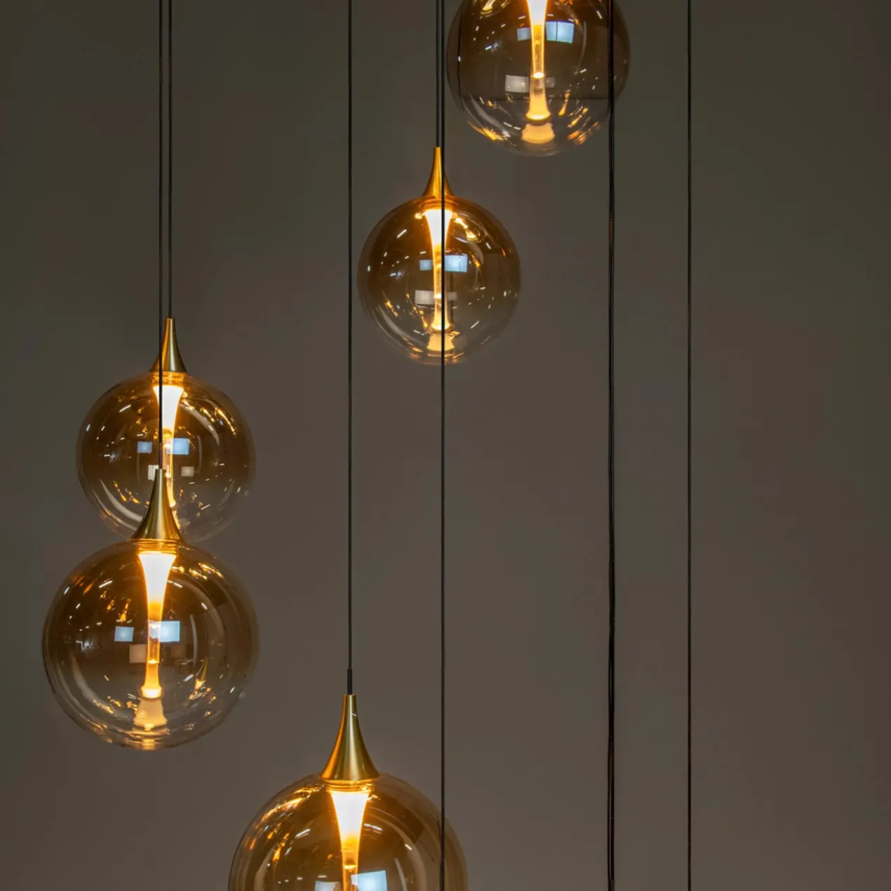 Hanglamp Gisela 12-lichts rond amber