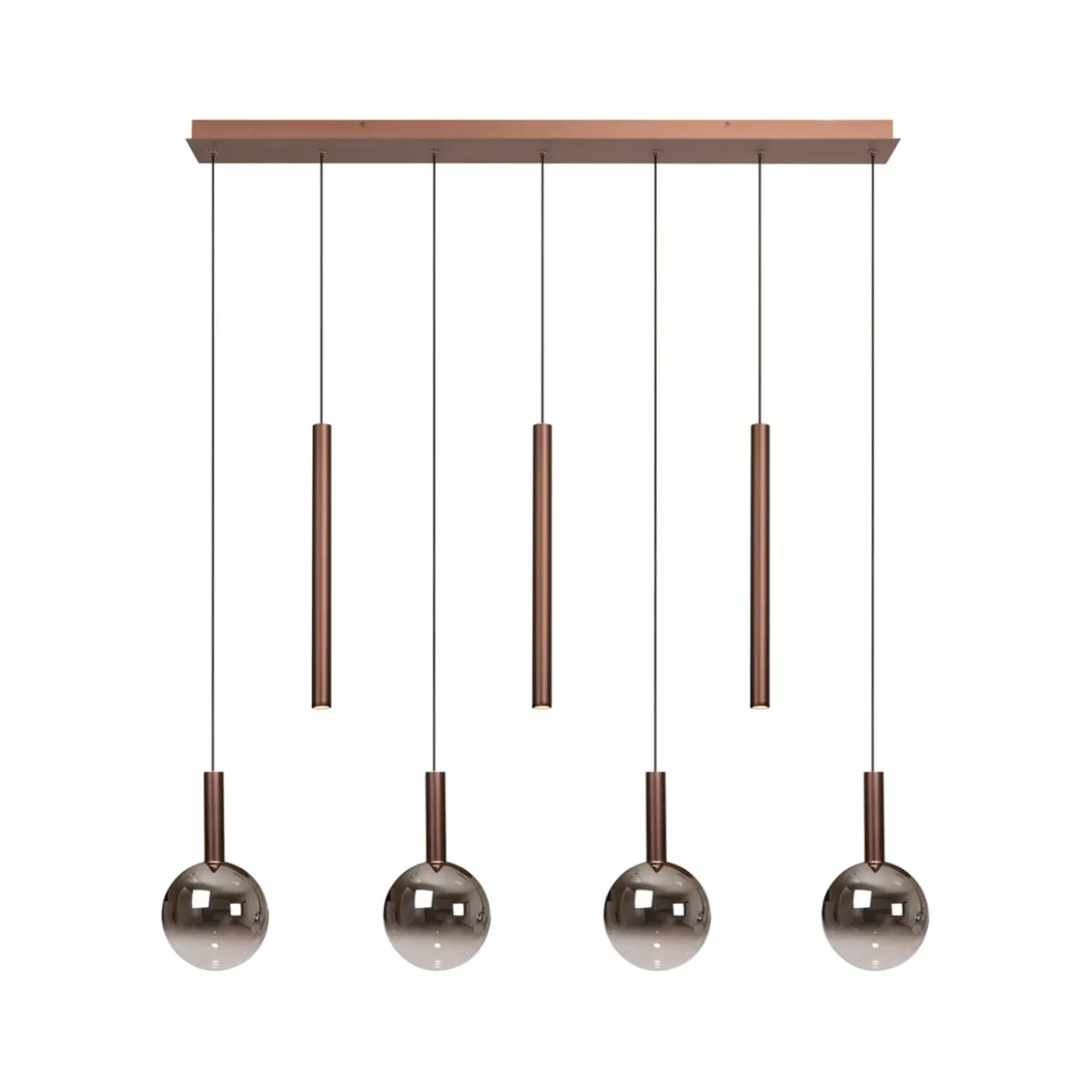 Hanglamp Jasmine balk 7-lichts koper
