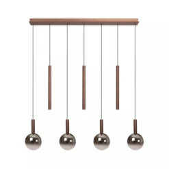 Hanglamp Jasmine balk 7-lichts koper