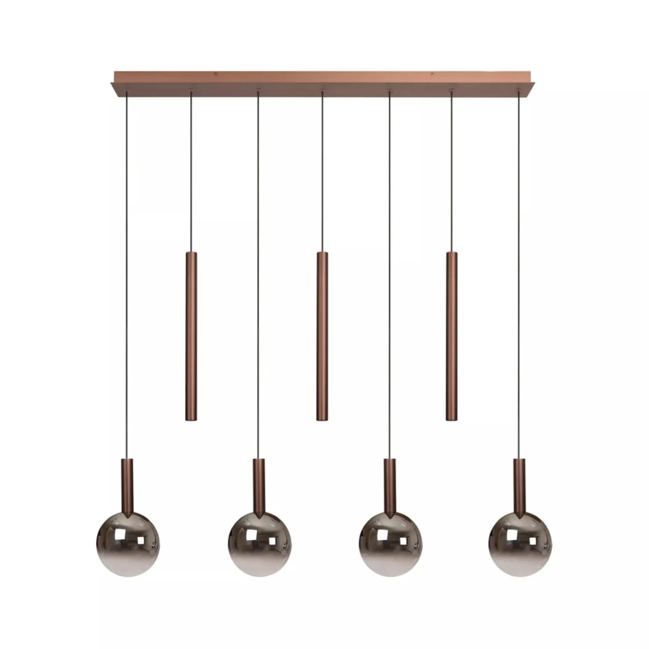 Hanglamp Jasmine balk 7-lichts koper