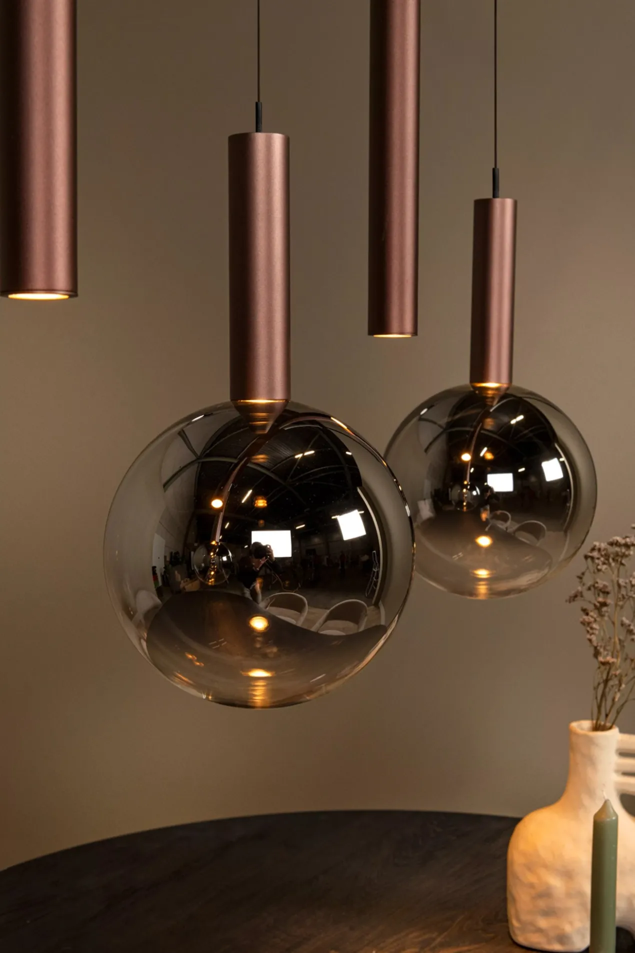 Hanglamp Jasmine balk 7-lichts koper