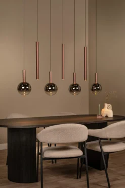 Hanglamp Jasmine balk 7-lichts koper