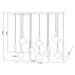 Hanglamp Jasmine ovaal 14-lichts koper
