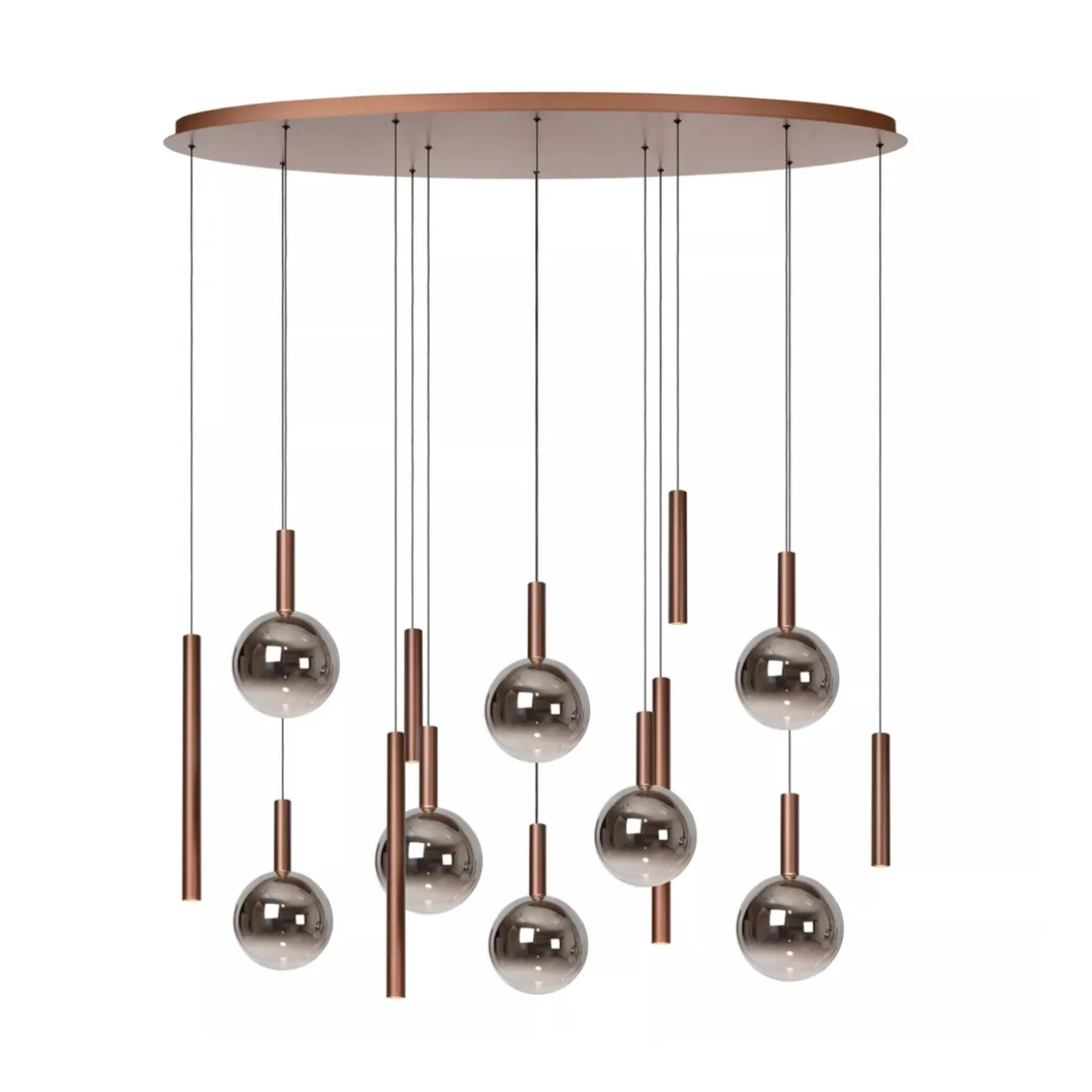 Hanglamp Jasmine ovaal 14-lichts koper